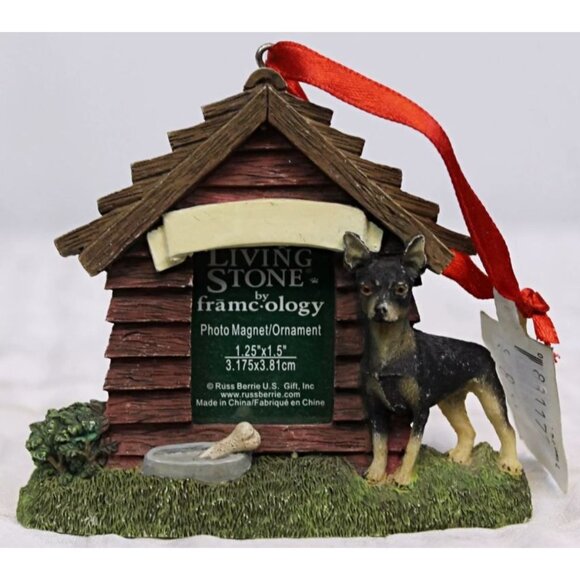 Russ Berrie U.S. Living Stone Framecology Photo Magnet Frame Ornament Dog House - Picture 4 of 8